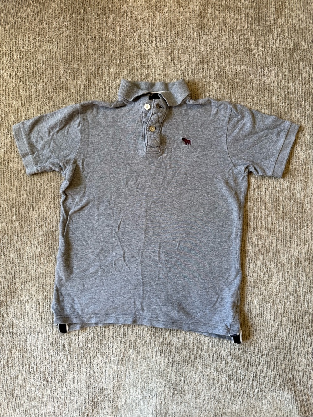 Abercrombie Boys Large Gray Moose Logo Polo Shirt 90s Y2K